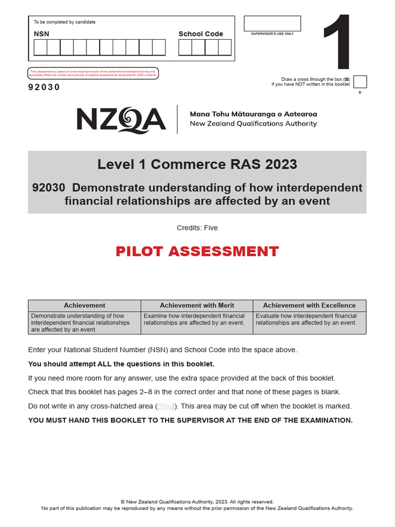 Level 1 Commerce Assessment 2023 | PDF