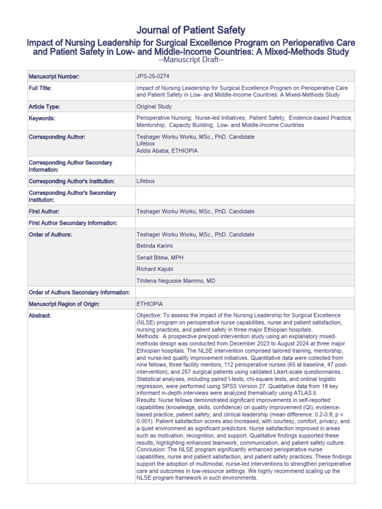 Nursing Leadership Impact on Patient Safety | PDF | Patient Safety ...