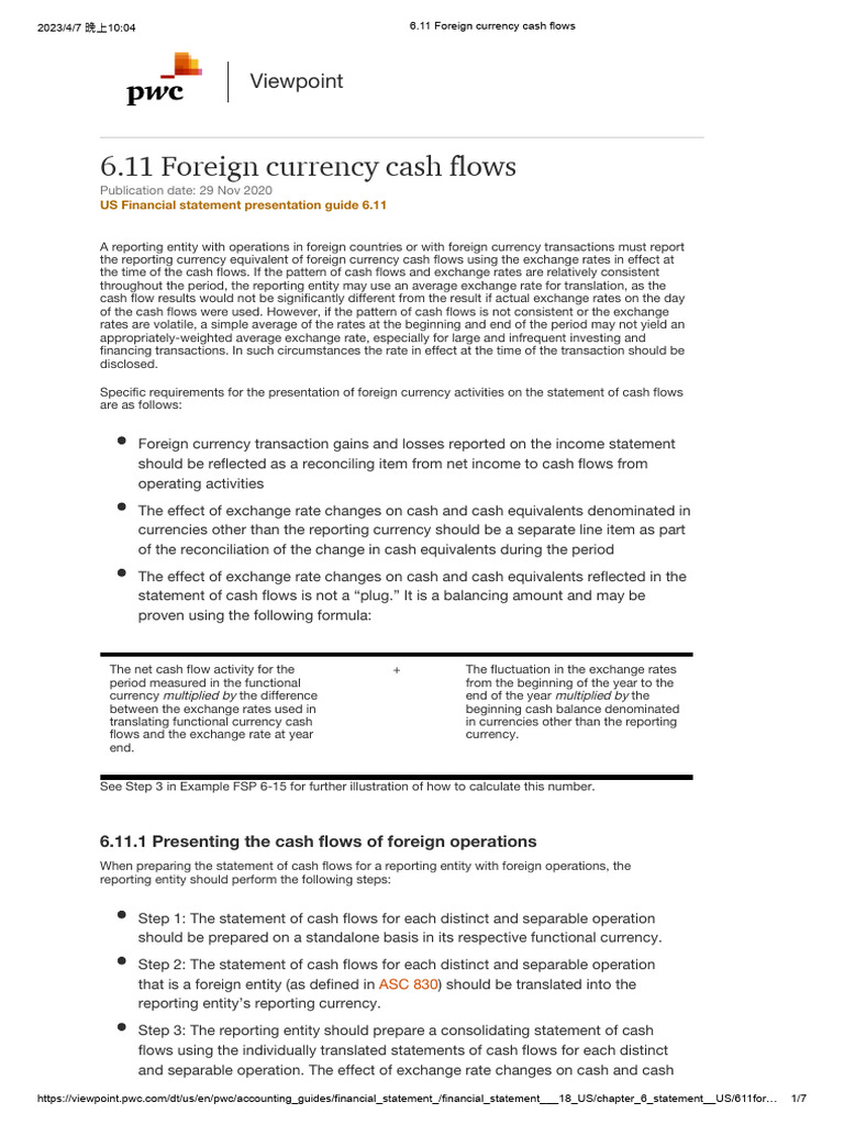Foreign Currency Cash Flow Reporting | PDF | Exchange Rate | United ...