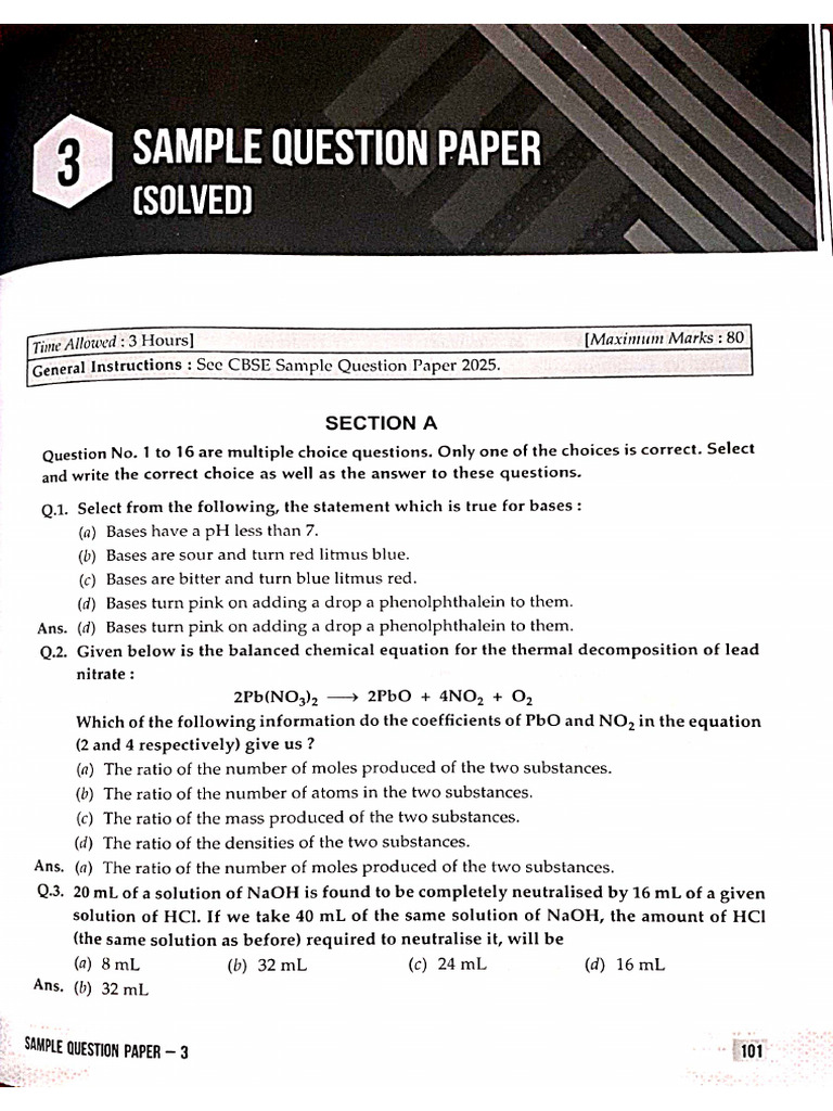 Sample Paper 3 | PDF