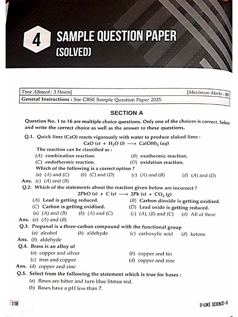Sample Paper 4 | PDF