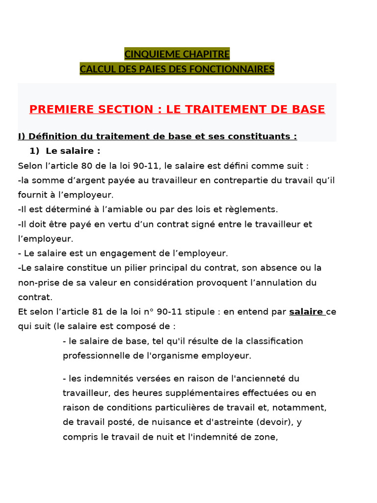 Calcul des Paies des Fonctionnaires | PDF | Bulletin de salaire (droit ...