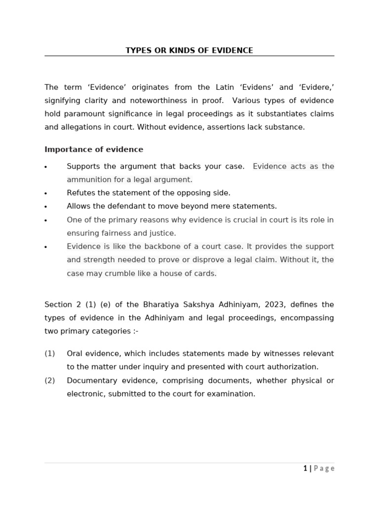 Types of Evidence in Legal Proceedings | PDF | Evidence (Law) | Hearsay
