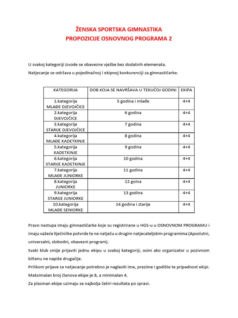 PRAVILNIK Osnovni Program 2 2025 | PDF