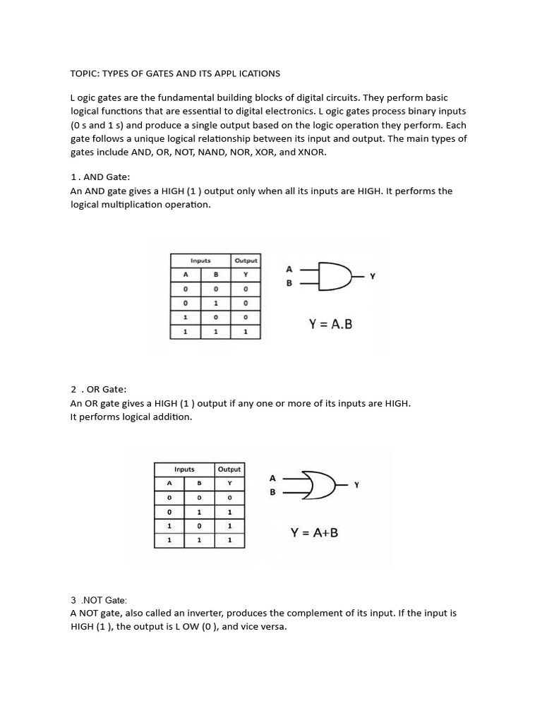 Types of Gates and Its Applications | PDF