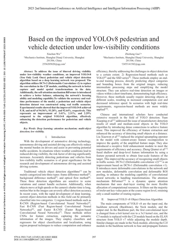 Enhanced YOLOv8 for Low-Visibility Detection | PDF | Deep Learning