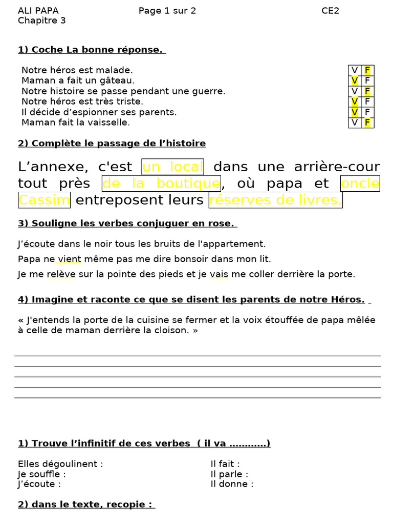 Activités CE2 sur Ali Papa et Téhéran | PDF