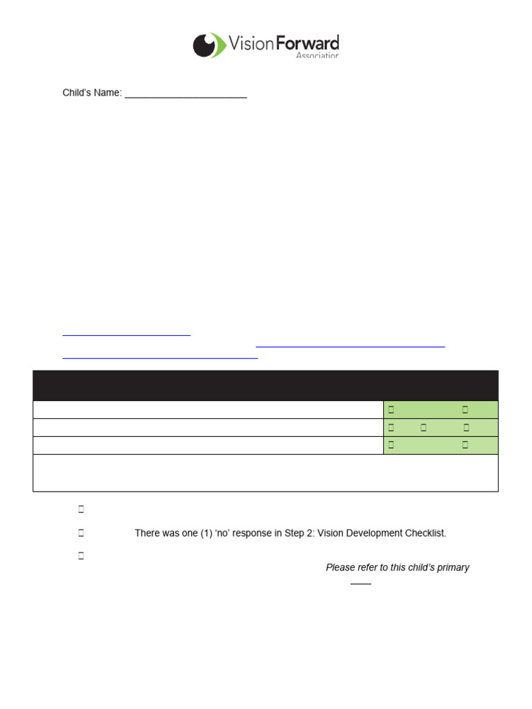 Birth to 3 Vision Screening Tool | PDF | Human Eye | Sensory Organs