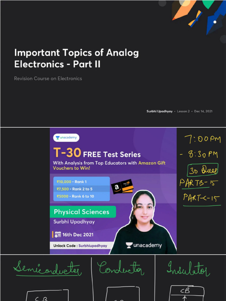 Important Topics of Analog Electronics Part II With Anno | PDF