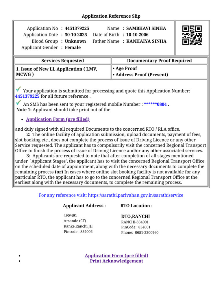 Driving License Application Reference 4451379225 | PDF