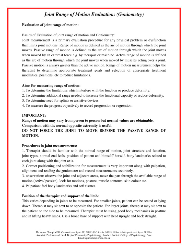 Goniometry Pdf Musculoskeletal System