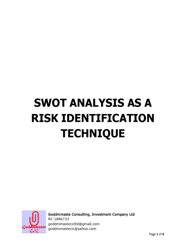 Swot Analysis As A Risk Identification Technique - 251024 - 103143 ...