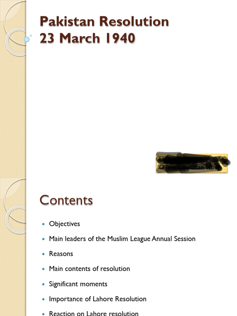 Significance of the Pakistan Resolution | PDF | All India Muslim League ...