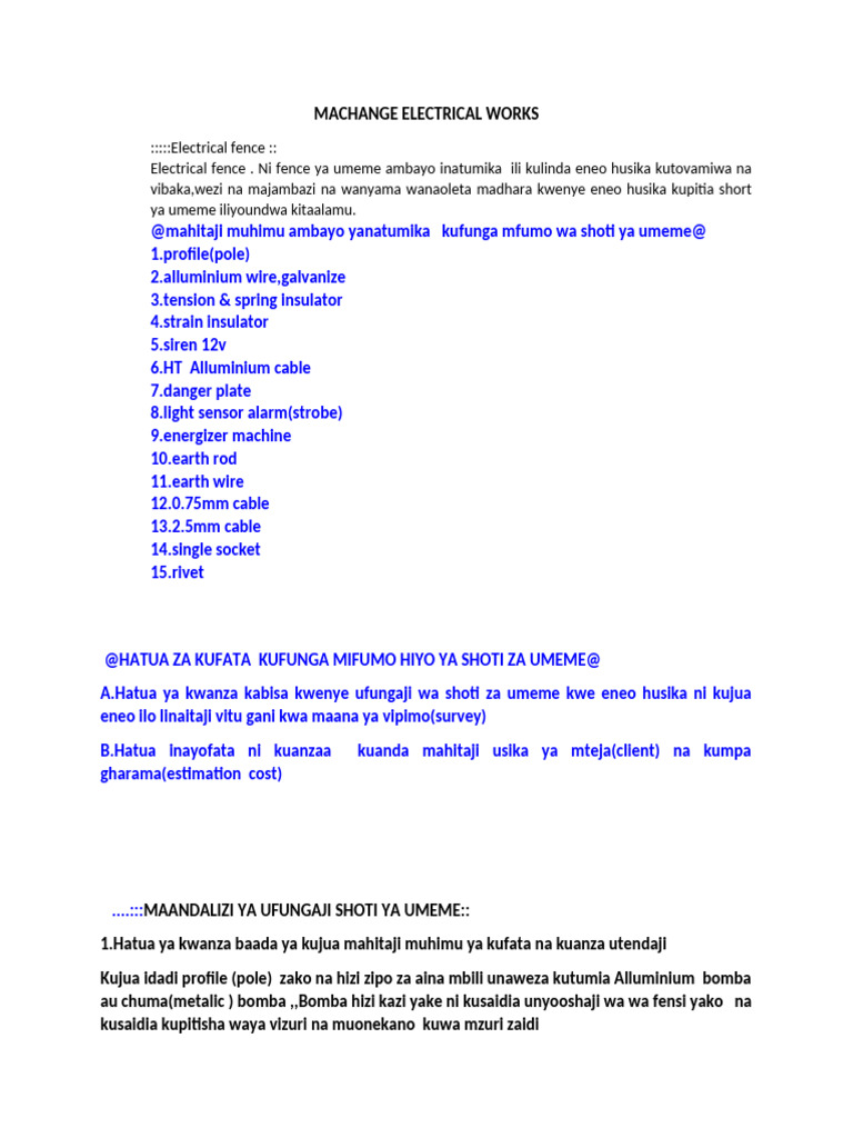 Machange Electrical Works | PDF