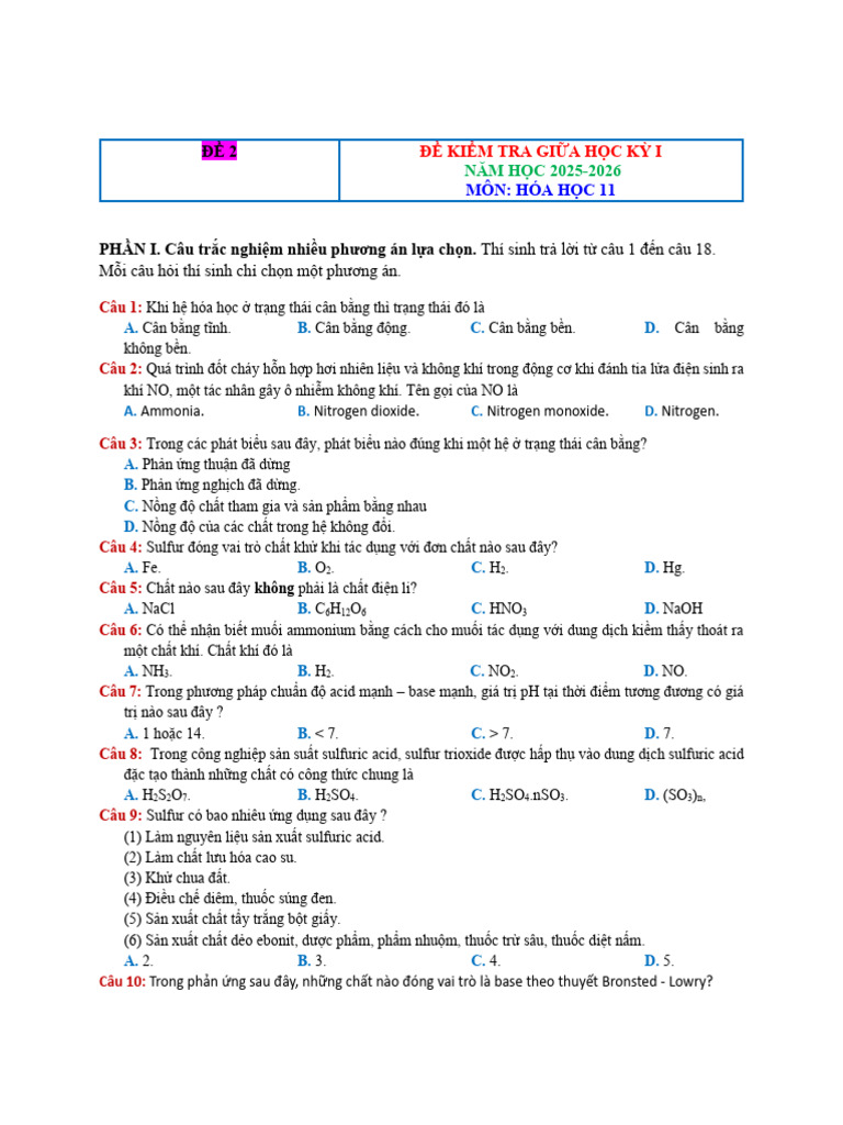 ĐỀ 2-KTGK1-L11 | PDF