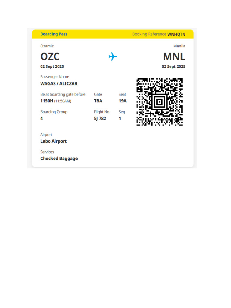 Ceb Pac Boarding Pass | PDF