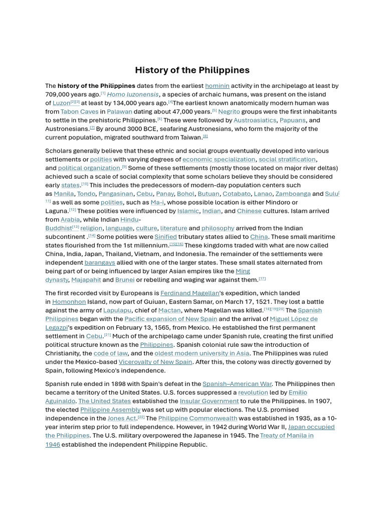 Overview of Philippine History | PDF | Philippines | Southeast Asia