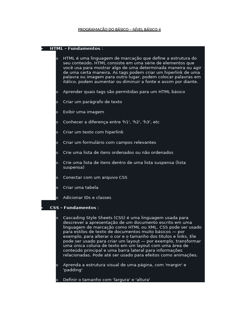 Fundamentos de HTML, CSS e JavaScript | PDF | Html | Programação de ...