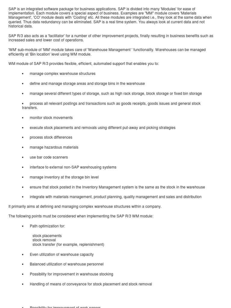 SAPWarehouse Management System (WMS) PDF Warehouse Inventory