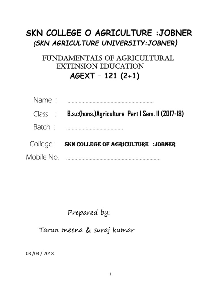 Ext 211 | PDF | Learning | Agriculture