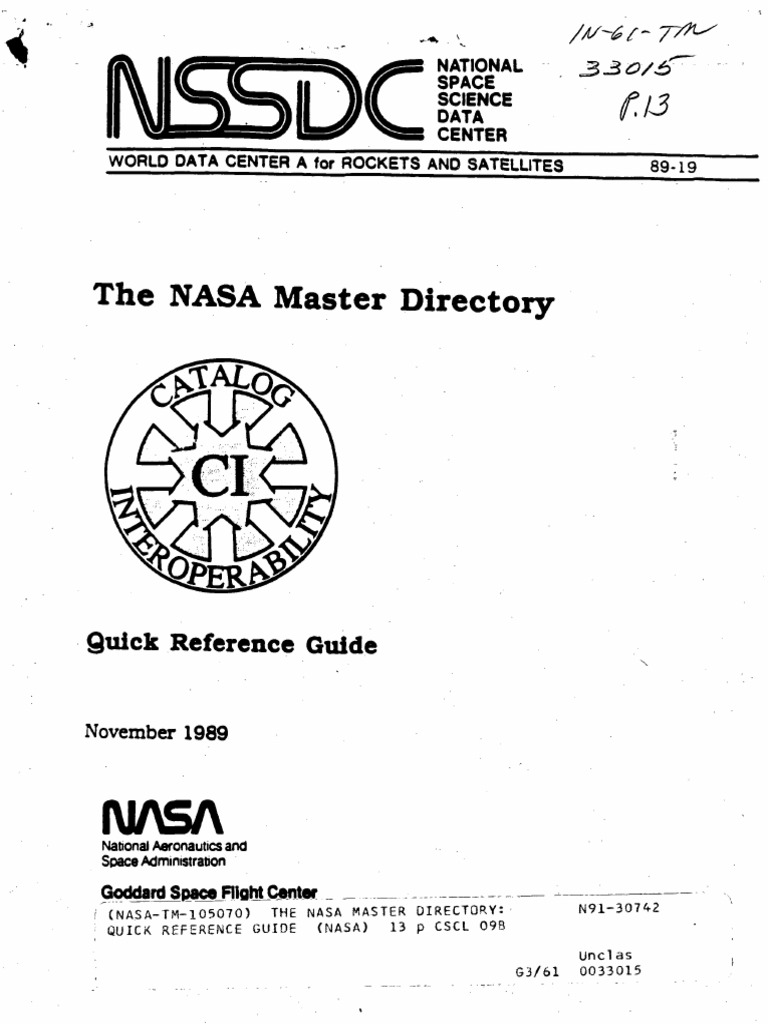The NASA Master Directory: Quick Reference Guide | PDF | Nasa | Data