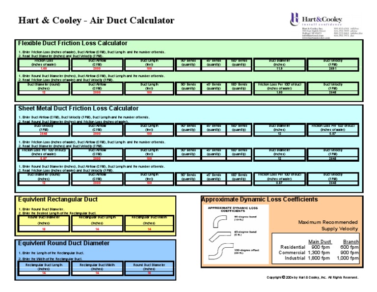 Air Duct Calculator PDF Duct (Flow) Inch