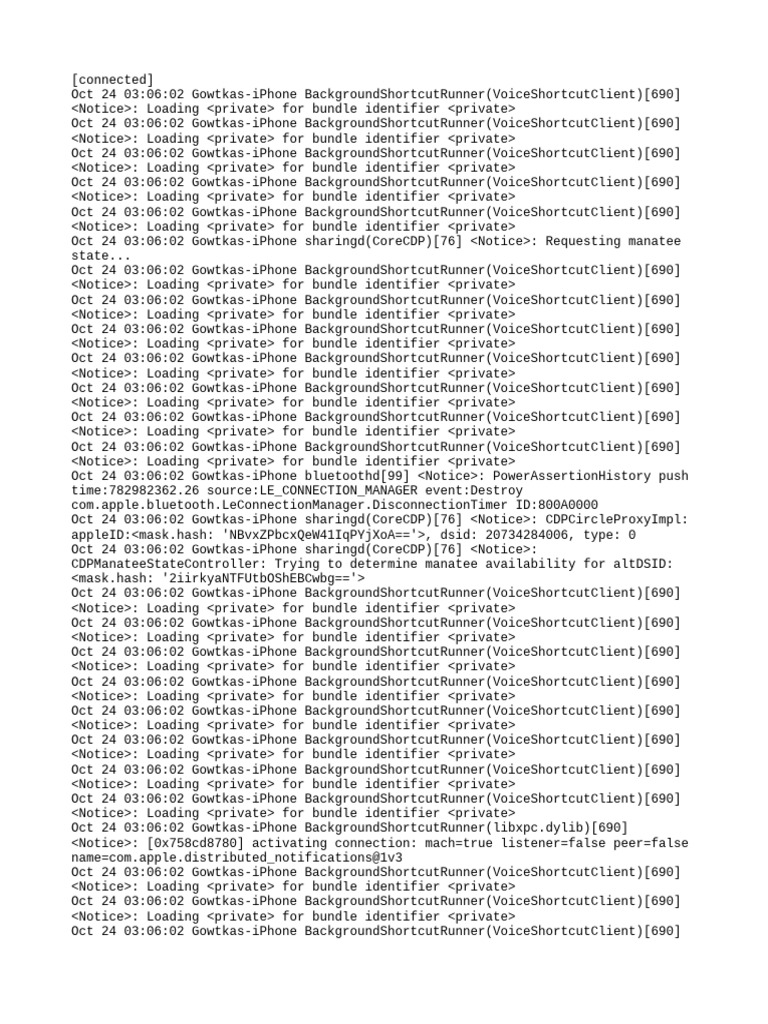 iPhone Background Shortcut Logs | PDF | Bluetooth | Computer Network