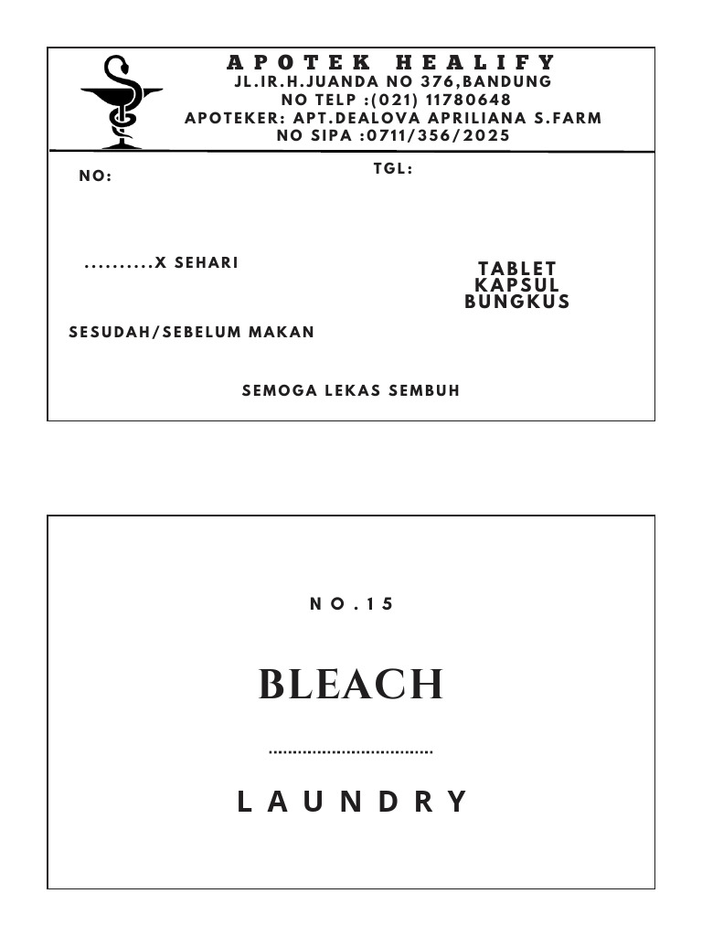 Black and White Minimalist Custom Laundry Room Labels (2) | PDF