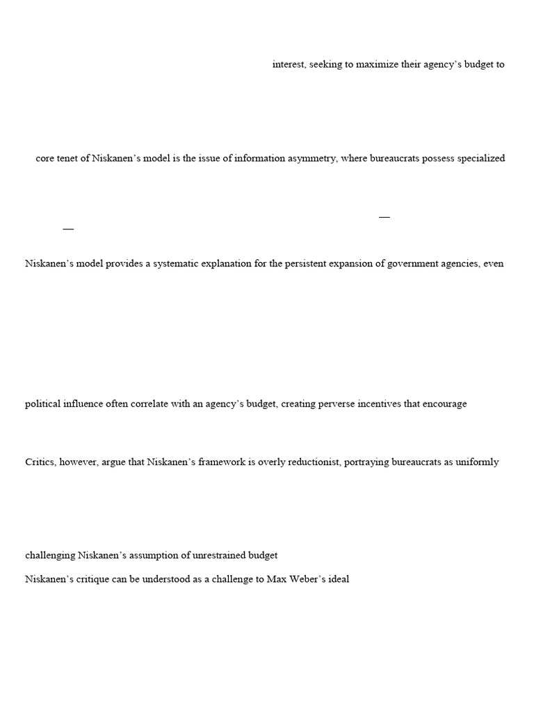Niskanen's Budget-Maximizing Bureaucrat Theory | PDF | Bureaucracy