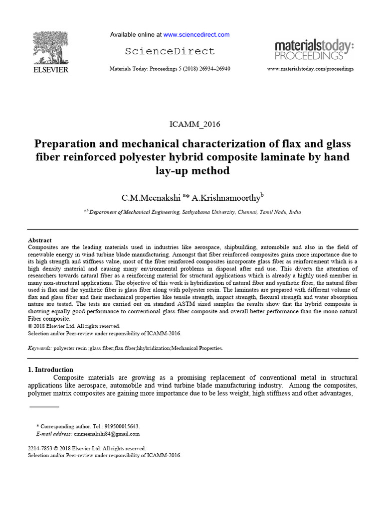 Flax-Glass Fiber Hybrid Composites Study | PDF | Composite Material ...