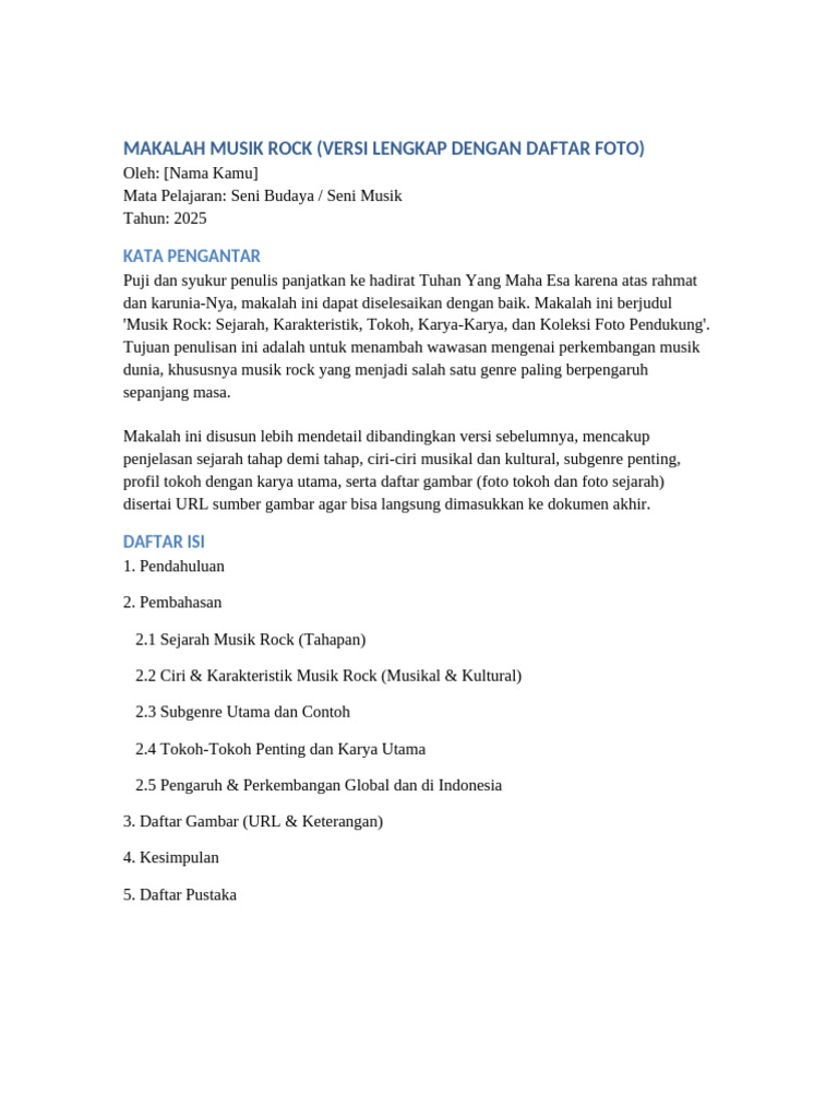 Sejarah dan Karakter Musik Rock | PDF