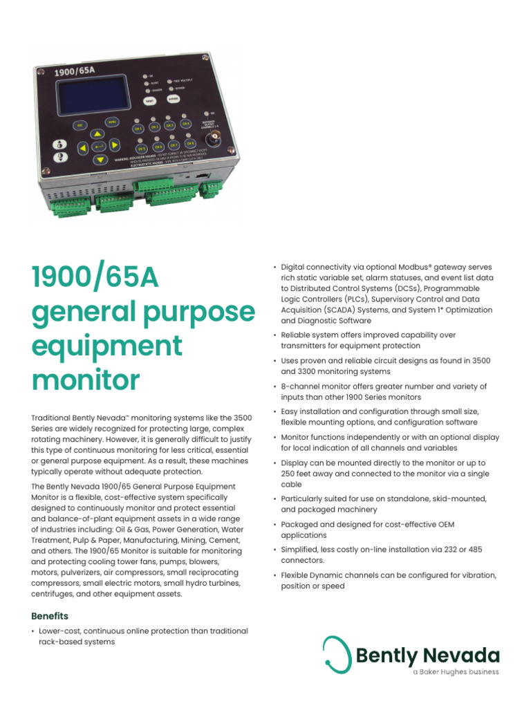 Bently Nevada 1900/65 Equipment Monitor | PDF | Programmable Logic ...