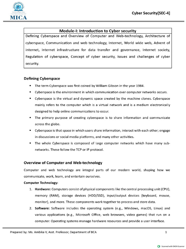 Cyber Security (1) Notes in Detail Easy | PDF