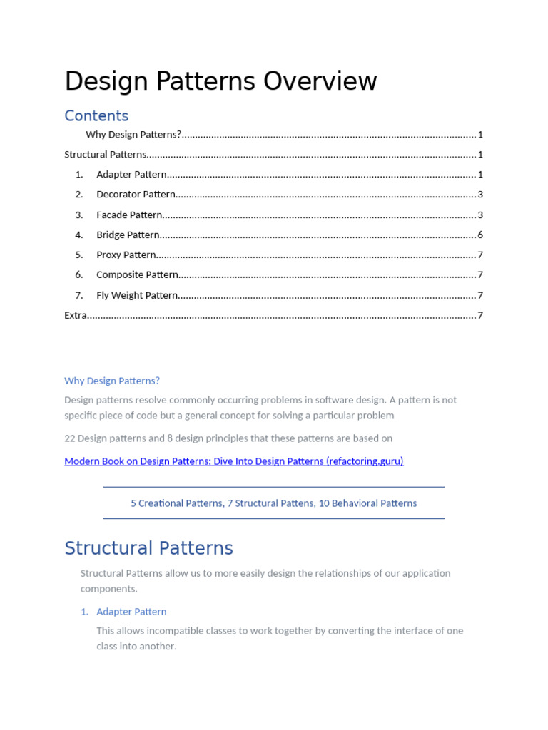 Overview of Structural Design Patterns | PDF | Software Design Pattern ...
