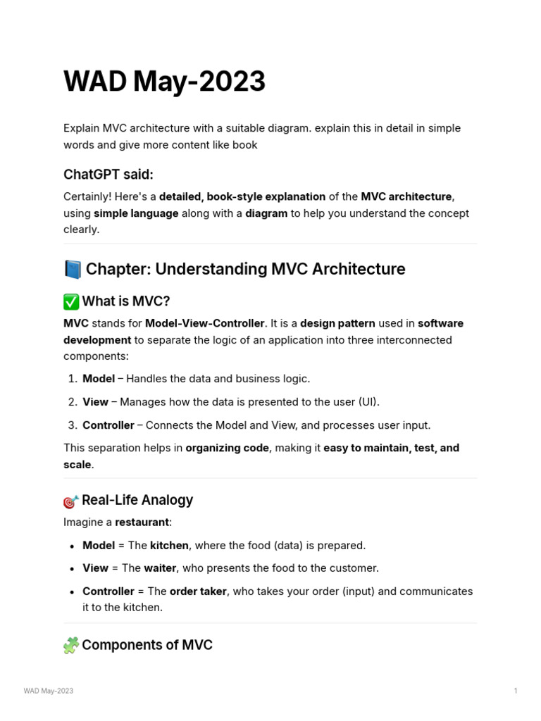 Understanding MVC Architecture Explained | PDF | Model–View–Controller ...