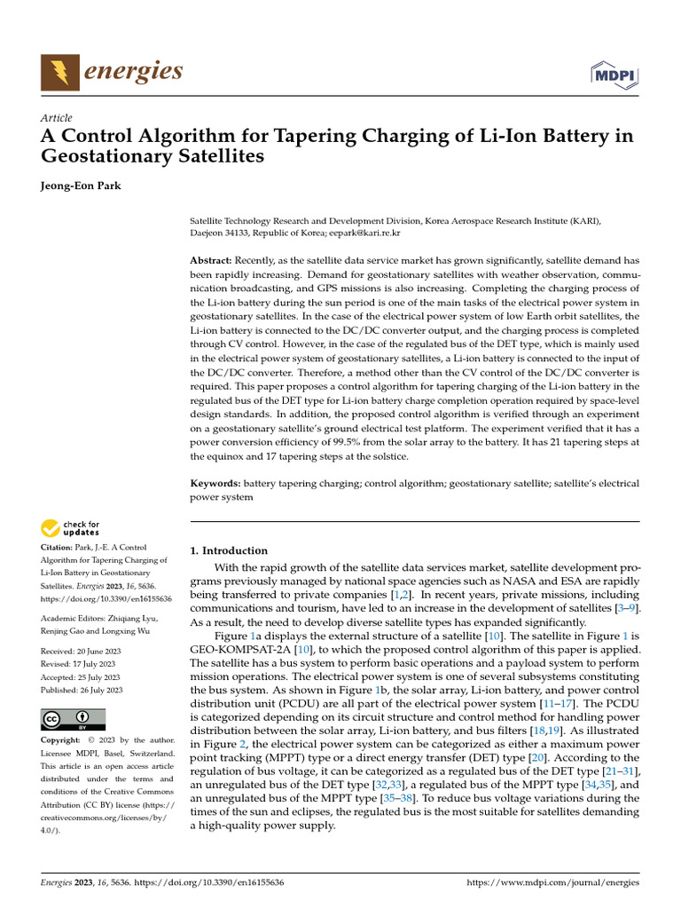 Control Algorithm for Li-Ion Battery Charging | PDF | Satellite ...