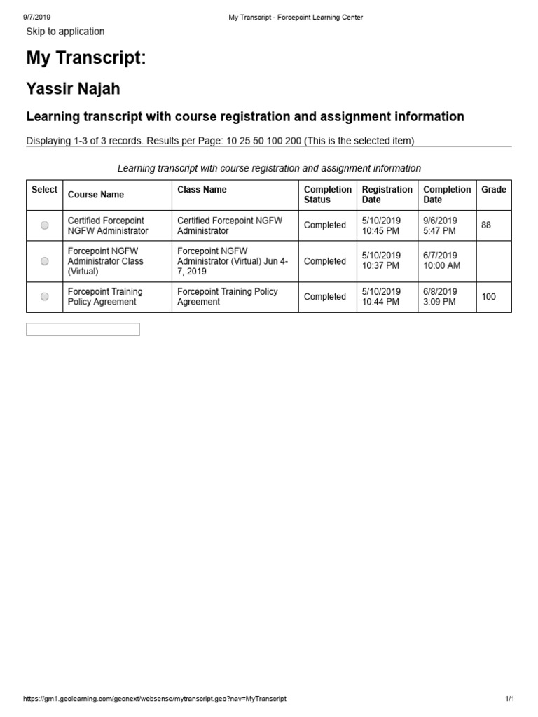 Forcepoint Learning Transcript Summary | PDF