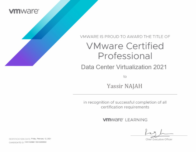 Data Center Virtualization 2021 Certificate - YASSIR NAJAH | PDF