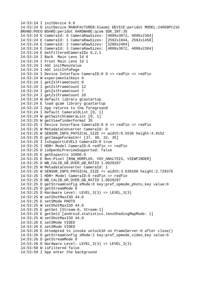 Xiaomi POCO Camera Initialization Log | PDF