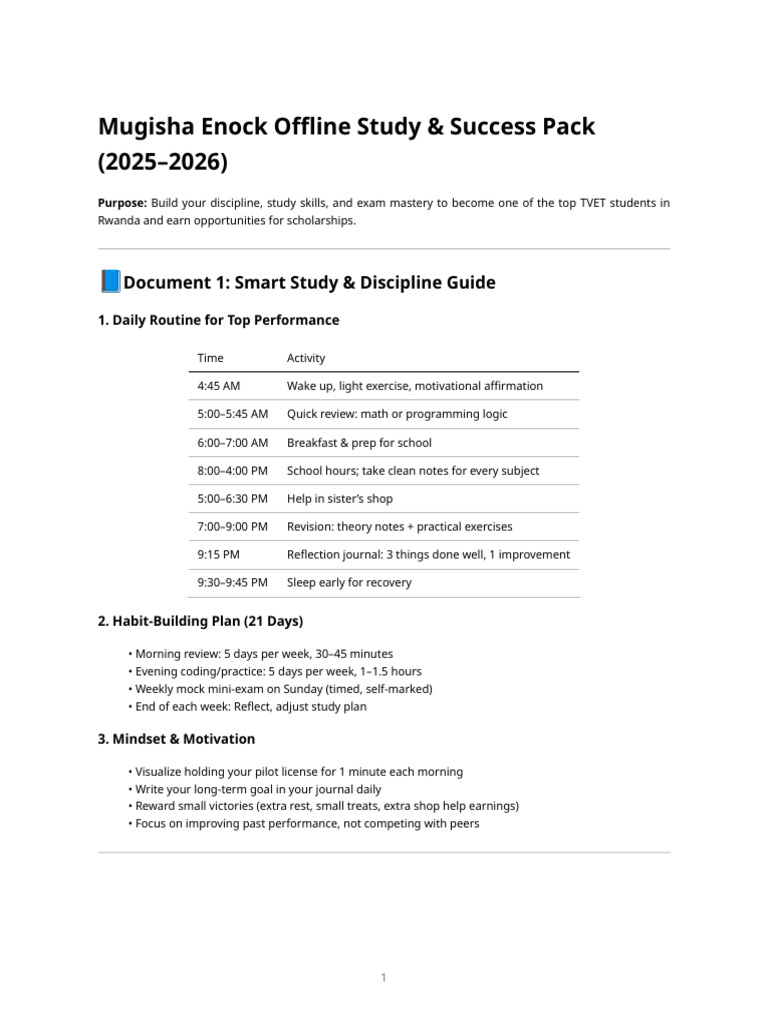 Mugisha Enock Offline Study Plan | PDF | Computer Programming ...
