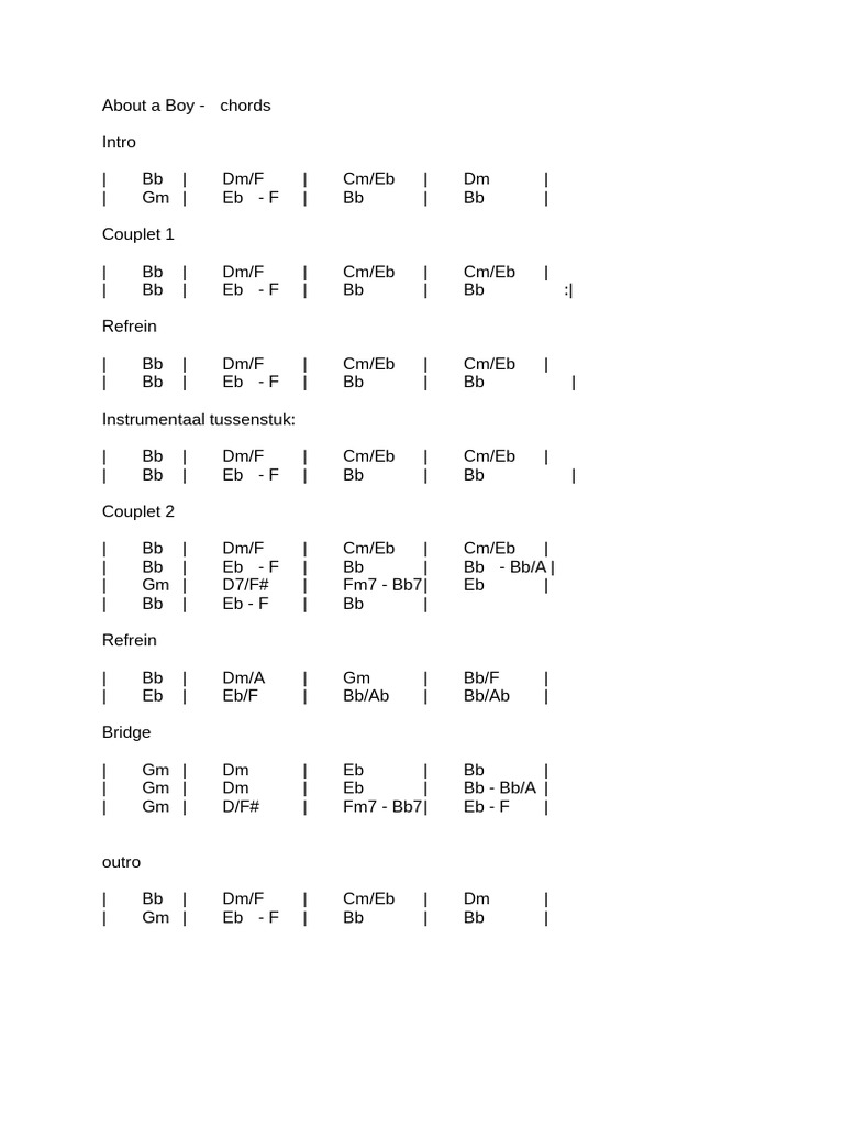 About a Boy Chords Guide | PDF