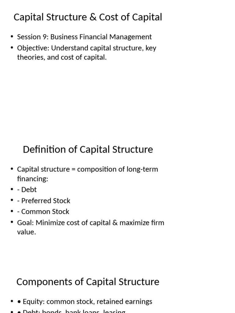 Capital Structure and Cost of Capital | PDF