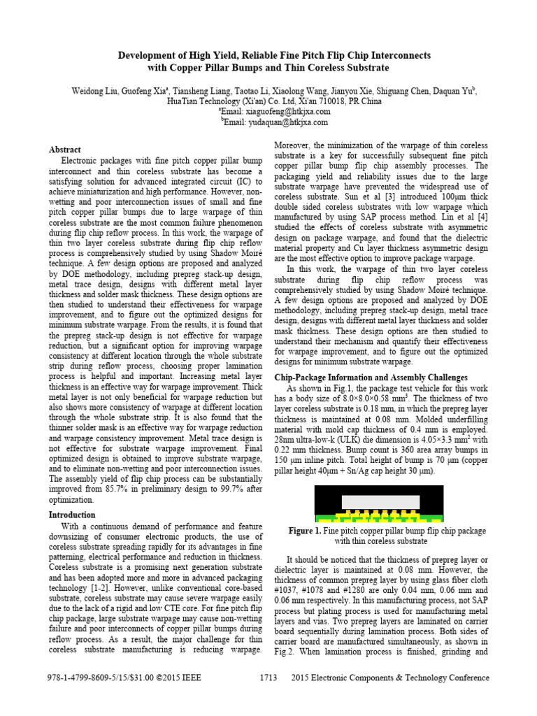 Development of High Yield Reliable Fine Pitch FC Interconnects With Cu ...