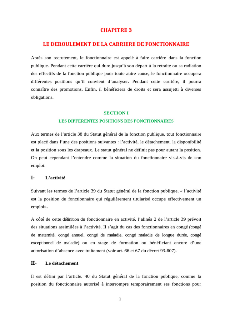 Carrière des fonctionnaires : positions et droits | PDF | Gouvernement