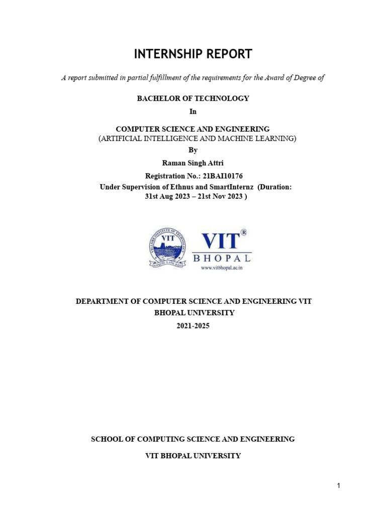 Internship Report 21bai10176 | PDF | Web Development | Software Development