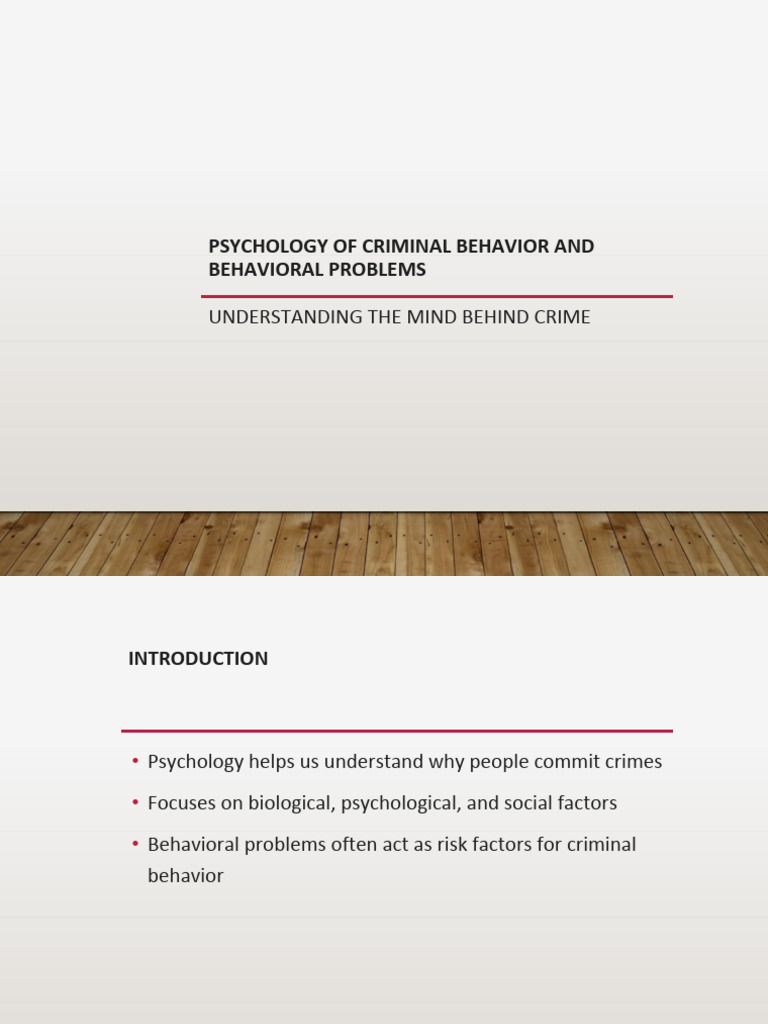 Psychology of Criminal Behavior Explained | PDF