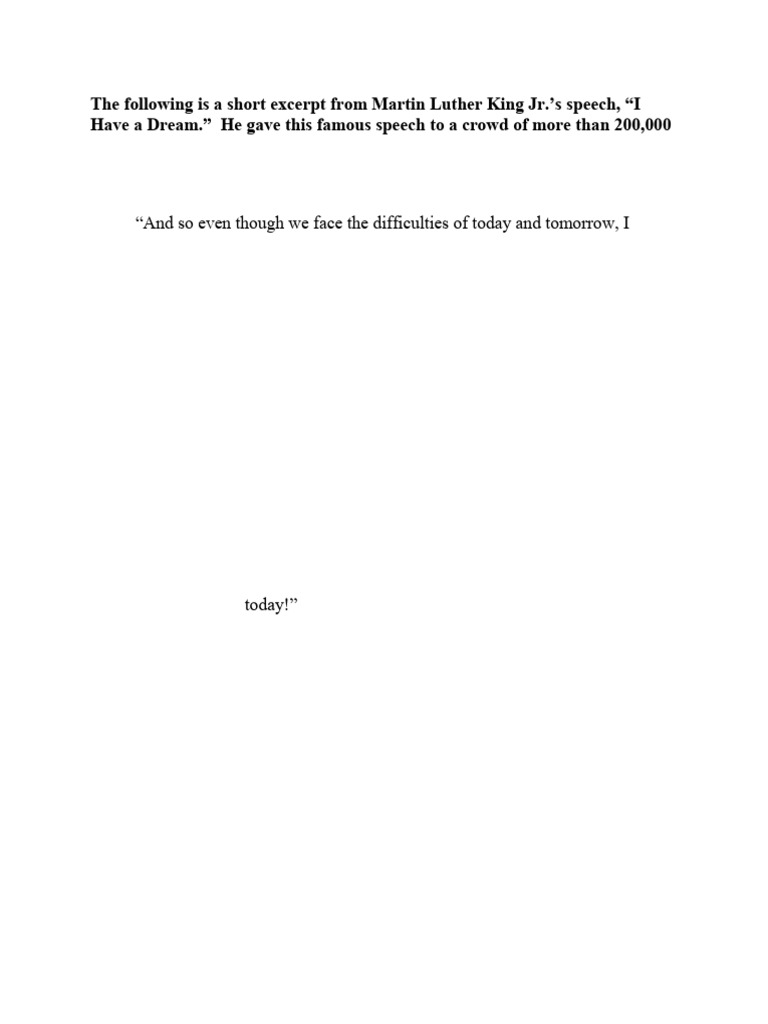 Martin Luther King Jr.'s Dream Speech Excerpt | PDF