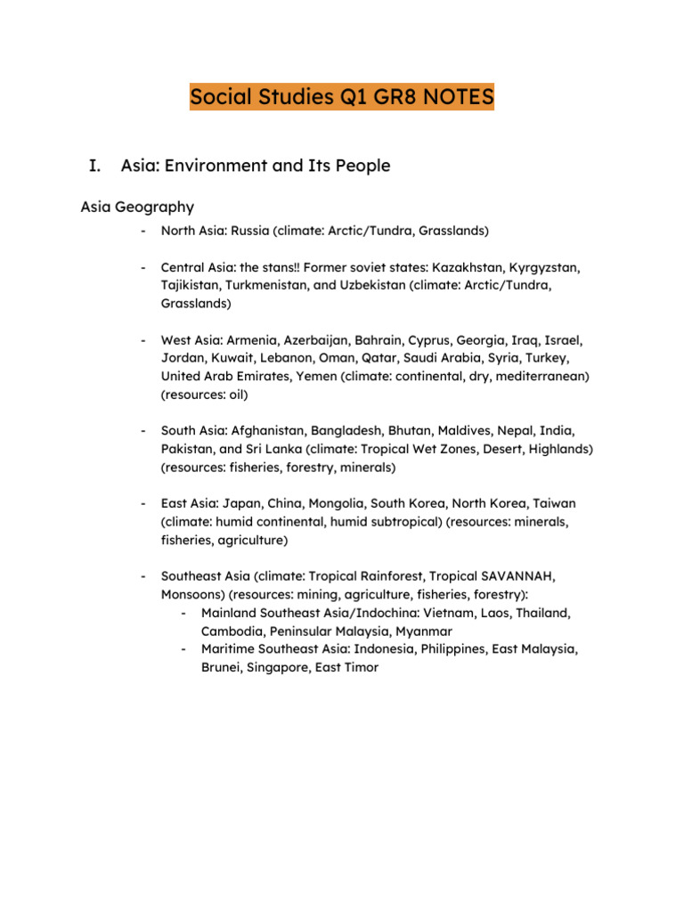 Asia Geography and Civilizations Notes | PDF | Brahman | Asia
