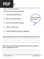Grade 3 Verbs Worksheets | PDF | Verb | Subject (Grammar)