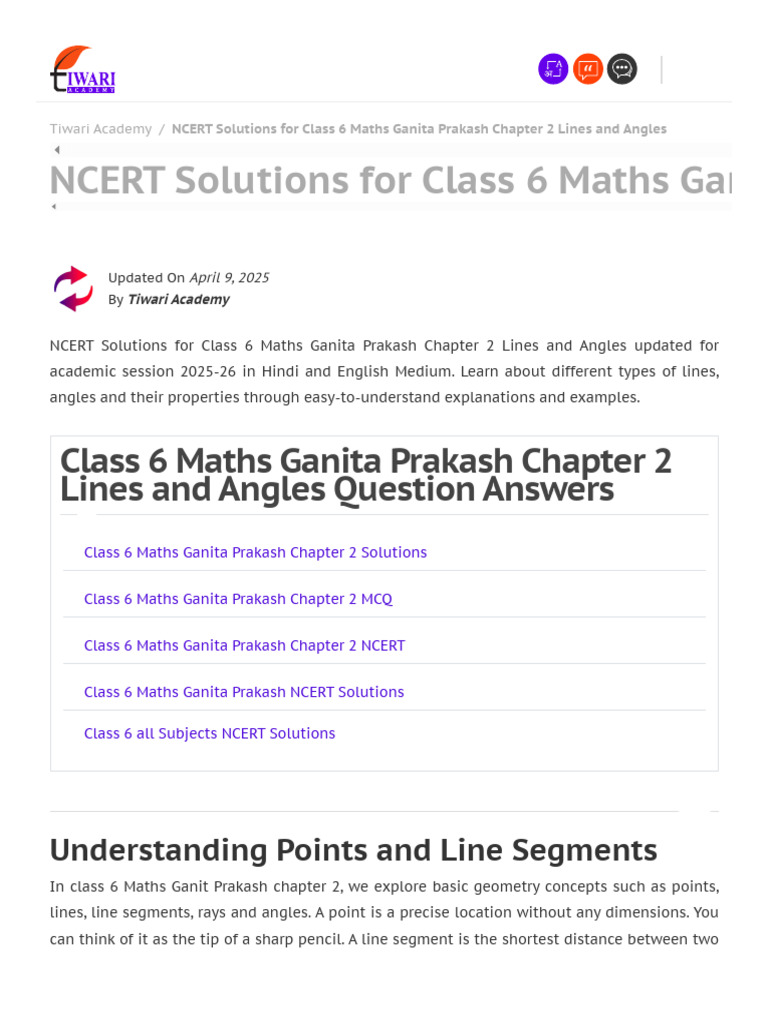 NCERT Class 6 Maths: Lines & Angles | PDF | Line (Geometry) | Angle